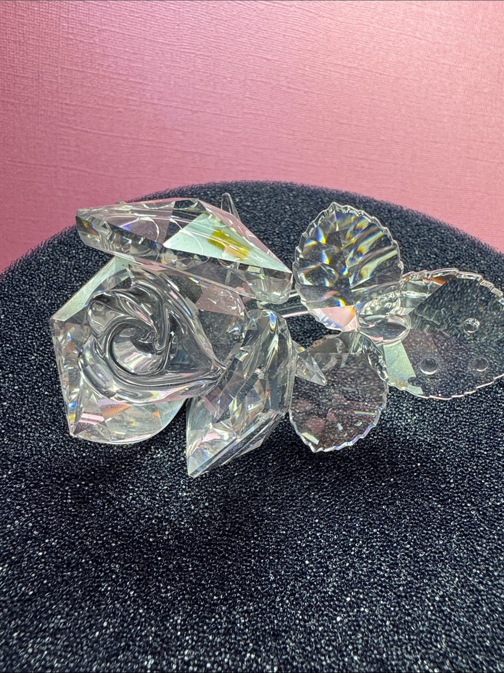 Swarovski Crystal Clear Rose with Faceted Leaves